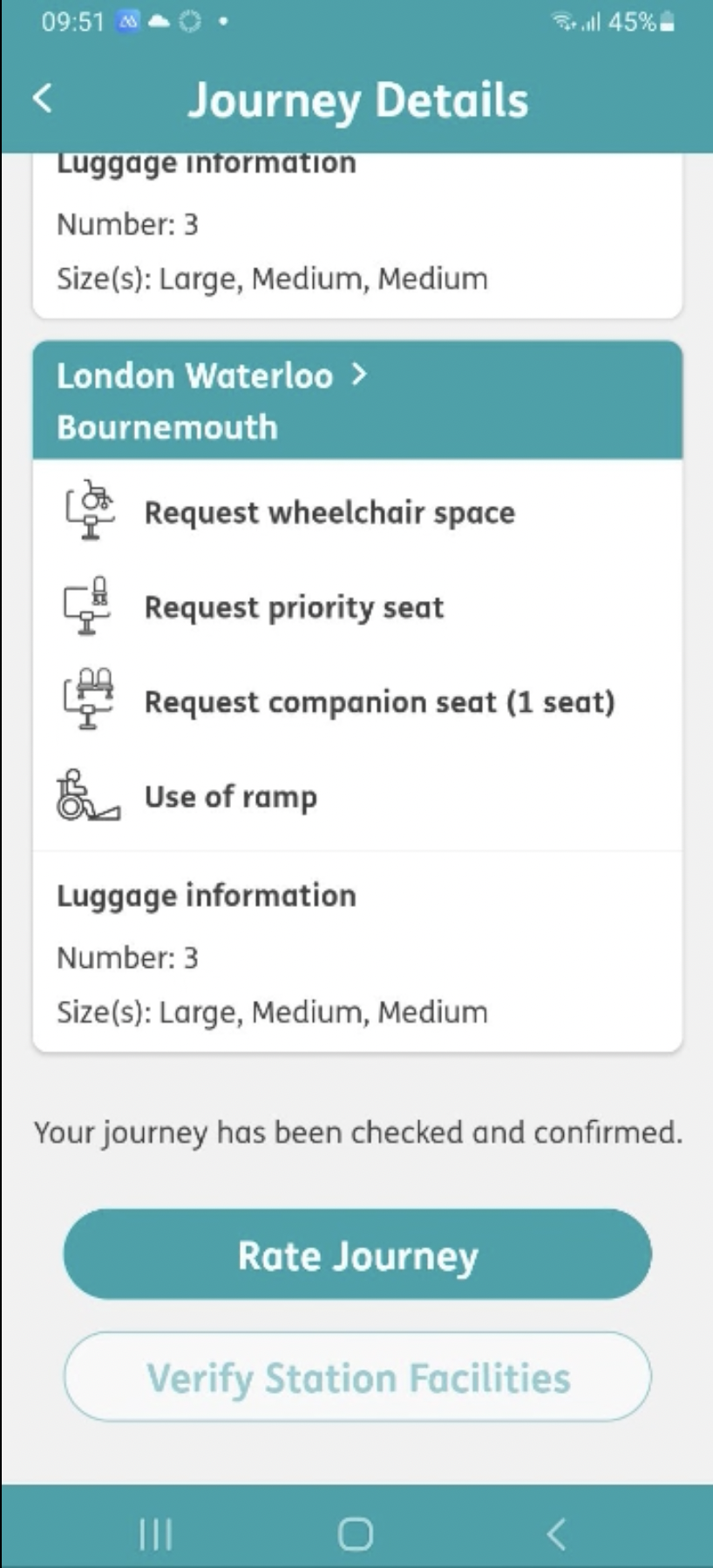 The new Passenger Assistance app feature Ratings Passenger Assistance